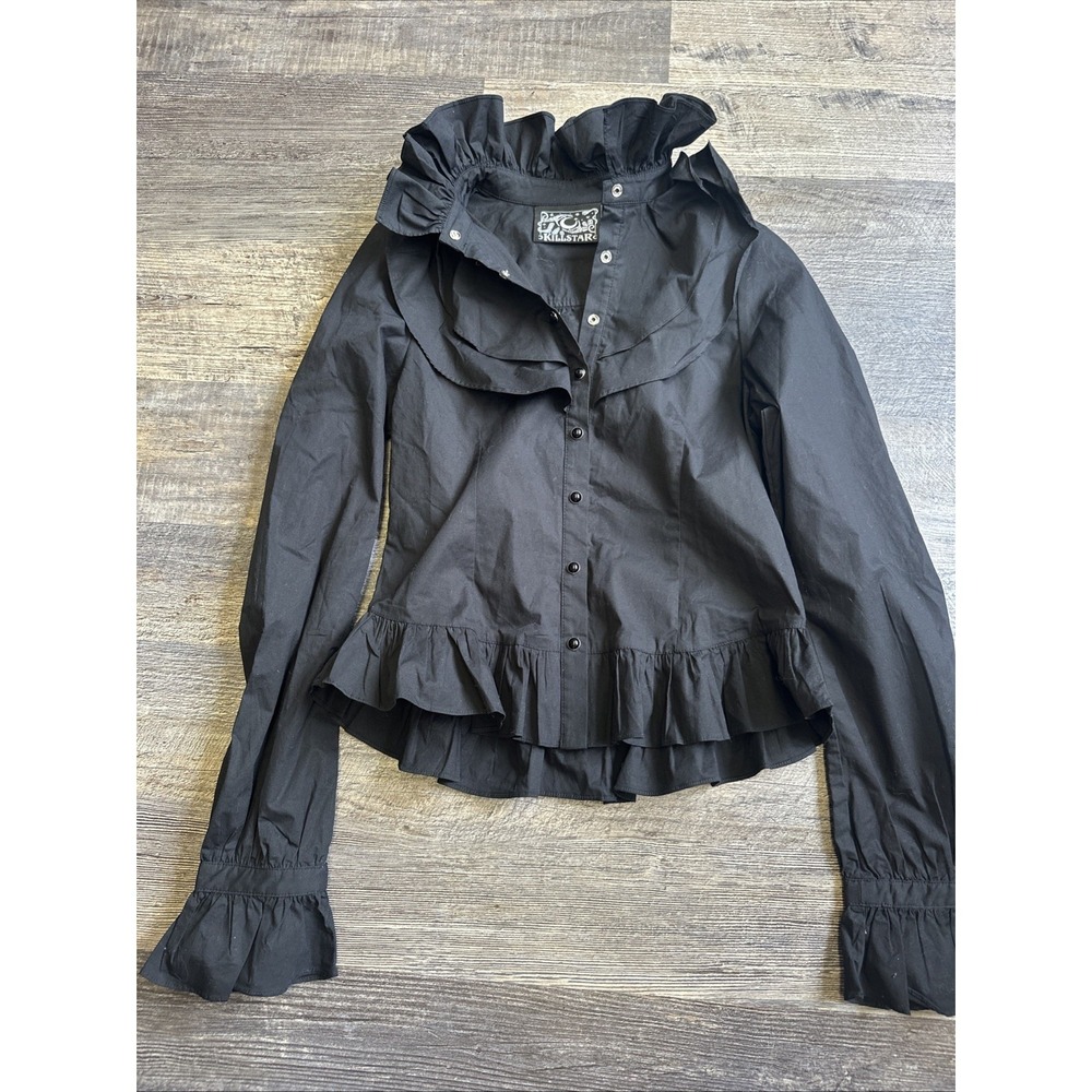 Killstar Delia Ruffle Shirt Black Medium